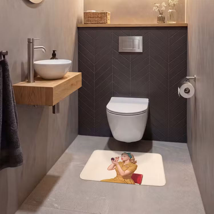 WC Mat - Illustratie - Mascara - Vrouw - Geel — 2
