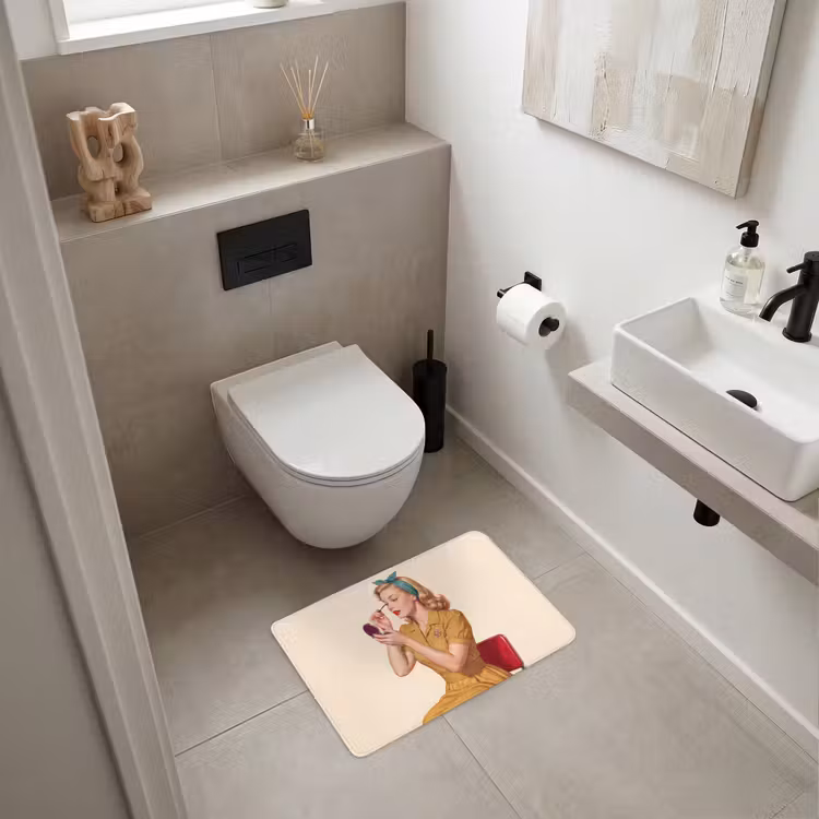 WC Mat - Illustratie - Mascara - Vrouw - Geel — 6