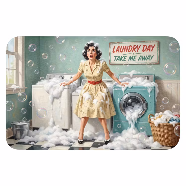 WC Mat - Retro - Blauw - Vrouw — 1