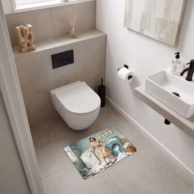 WC Mat - Retro - Blauw - Vrouw — 6