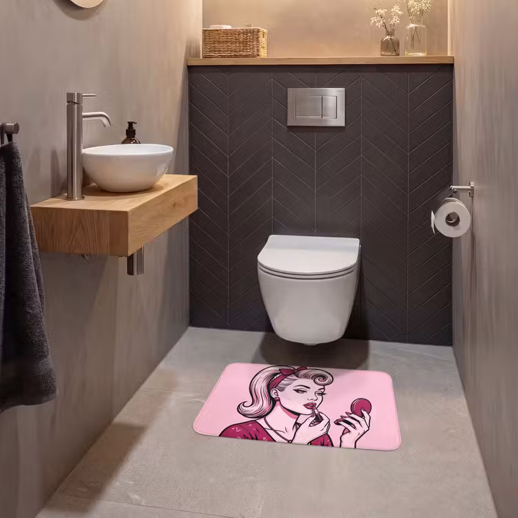 WC Mat - Vintage - Vrouw - Roze — 2