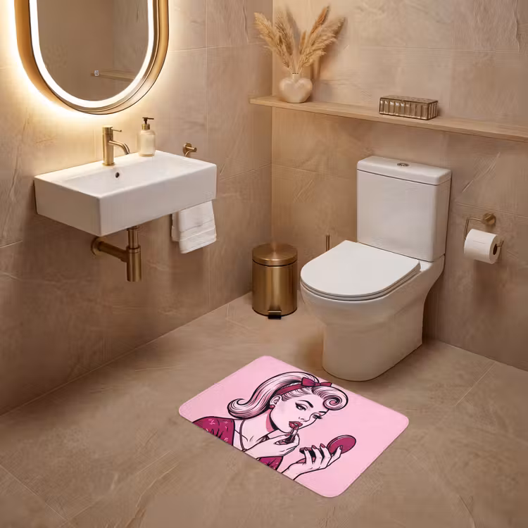 WC Mat - Vintage - Vrouw - Roze — 4