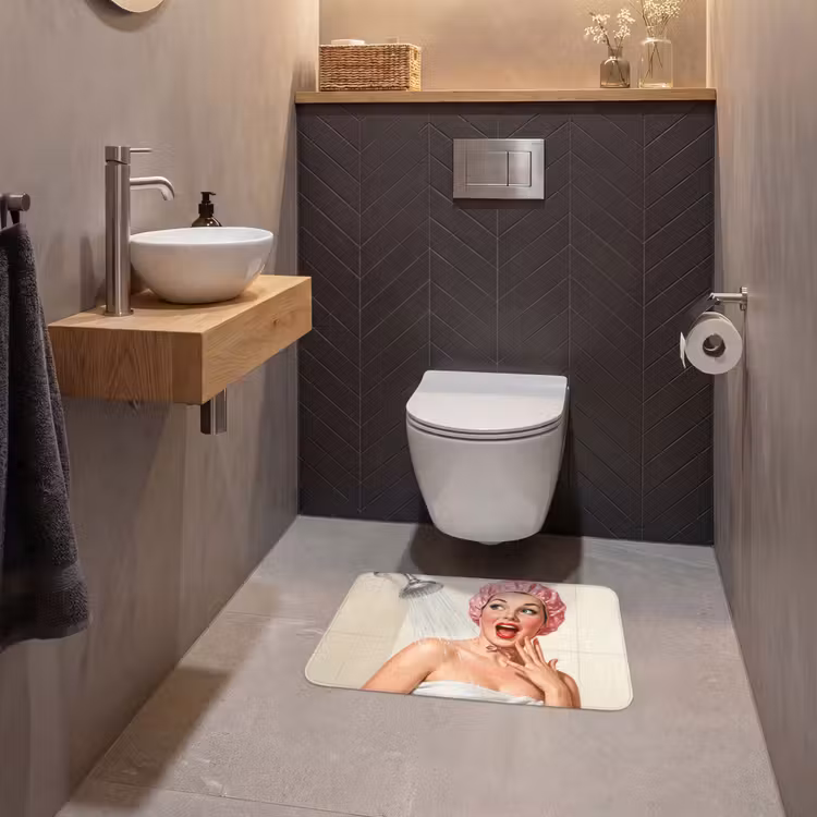 WC Mat - Vrouw - Douche - Roze — 2