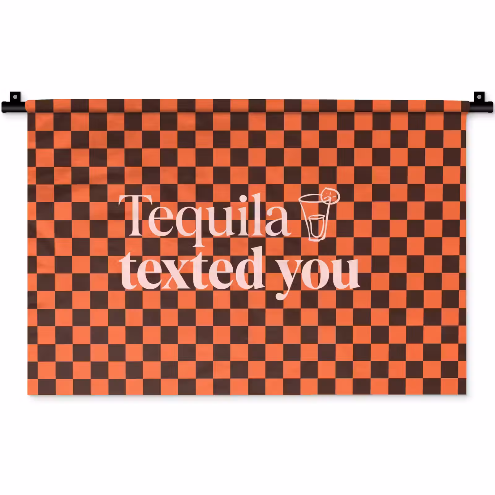 Wandkleed - Tequila texted you - Glas - Vierkanten - Oranje — 1