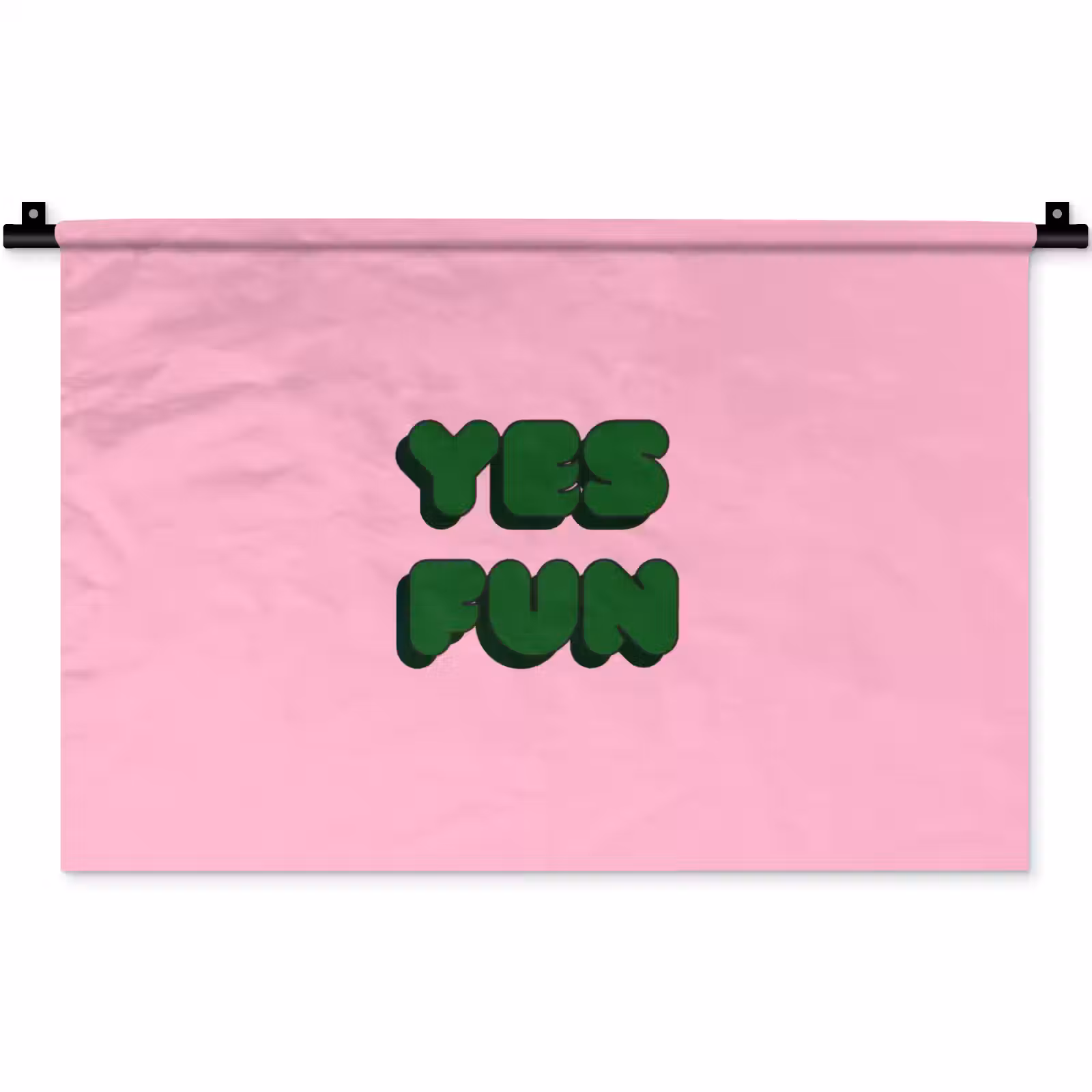 Wandkleed - Yes fun - Groen - Roze — 1
