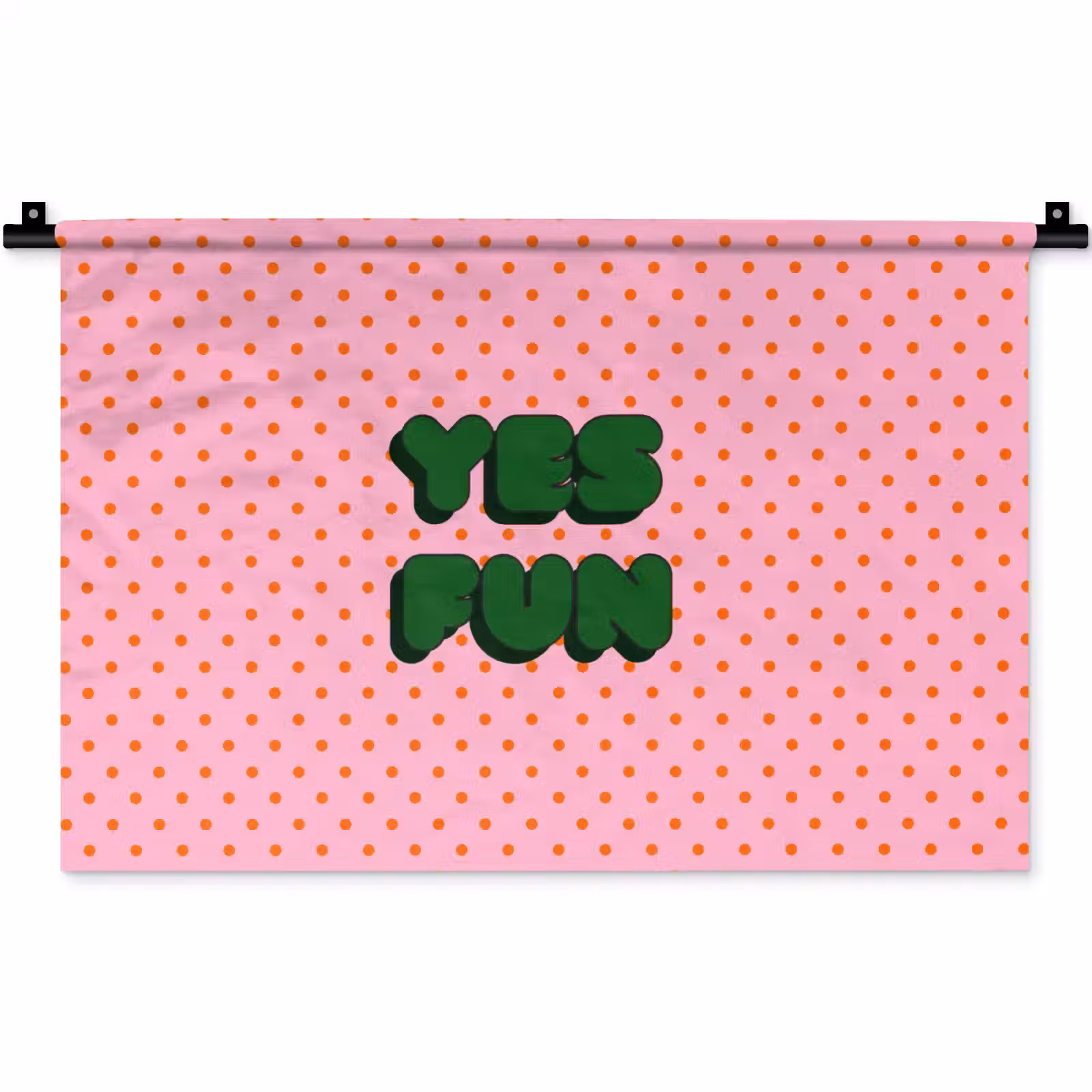 Wandkleed - Yes fun - Groen - Roze - Stippen — 1