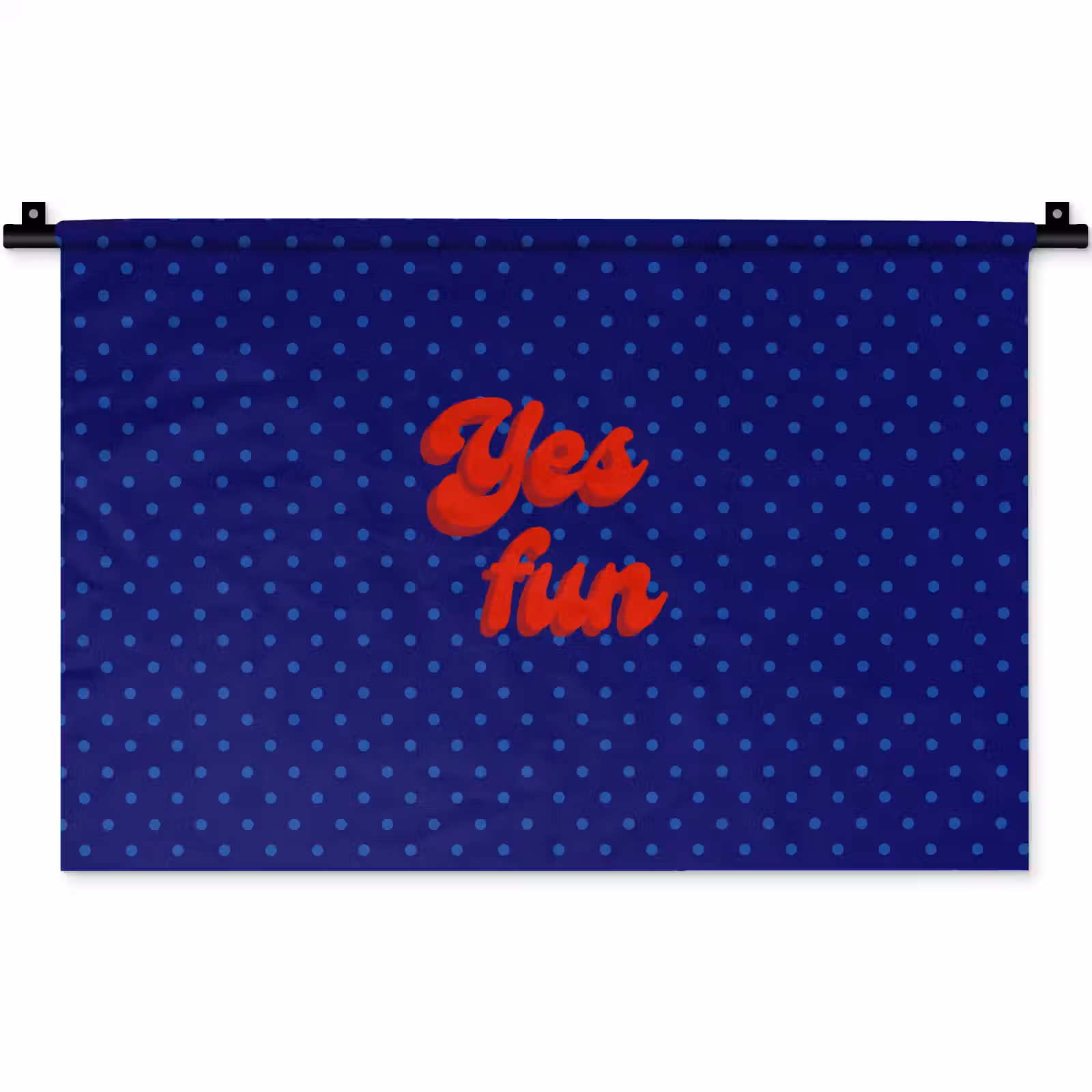 Wandkleed - Yes fun - Rood - Blauw - Stippen — 1