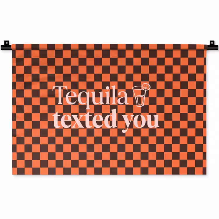Wandkleed - Tequila texted you - Glas - Vierkanten - Oranje — 1