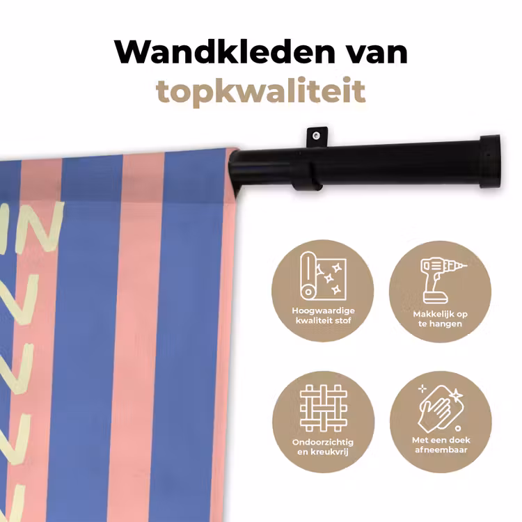 Wandkleed - Try again - Strepen - Roze - Verticaal - Blauw — 3
