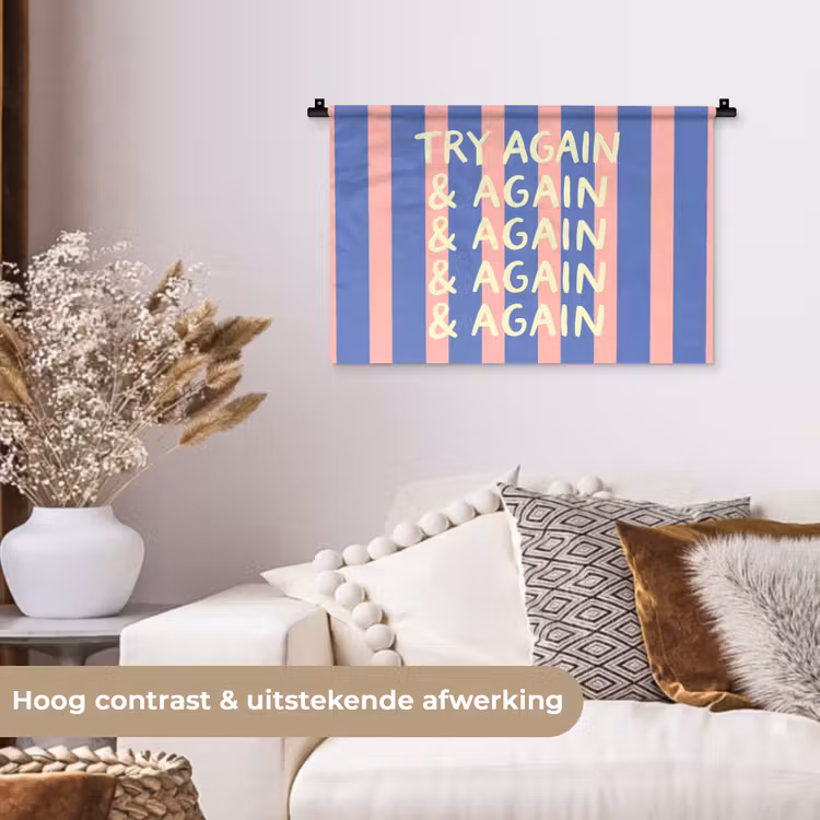 Wandkleed - Try again - Strepen - Roze - Verticaal - Blauw — 4