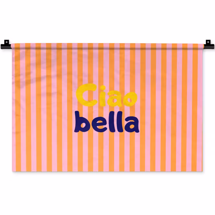 Wandkleed - Verticaal - Strepen - Oranje - Ciao bella — 1