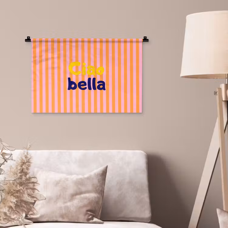 Wandkleed - Verticaal - Strepen - Oranje - Ciao bella — 2