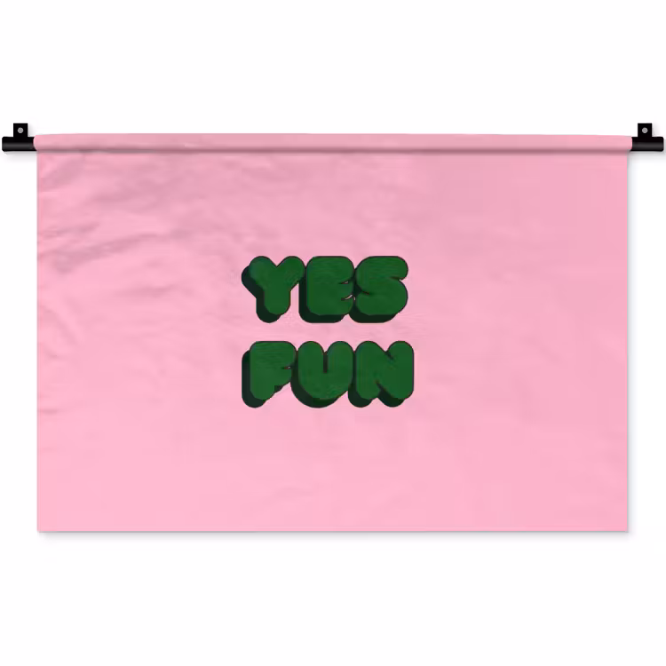 Wandkleed - Yes fun - Groen - Roze — 1