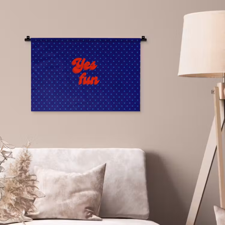 Wandkleed - Yes fun - Rood - Blauw - Stippen — 2