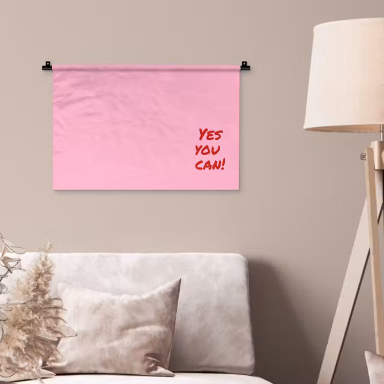 Wandkleed - Yes you can do it - Rood - Roze — 2