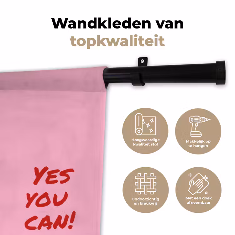 Wandkleed - Yes you can do it - Rood - Roze — 3