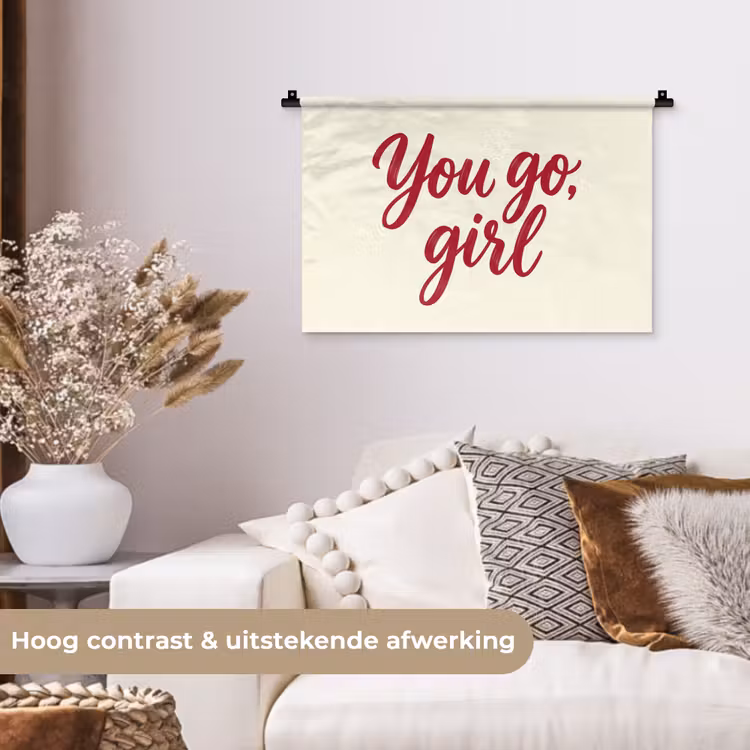 Wandkleed - you go girl - Rood - Wit — 4
