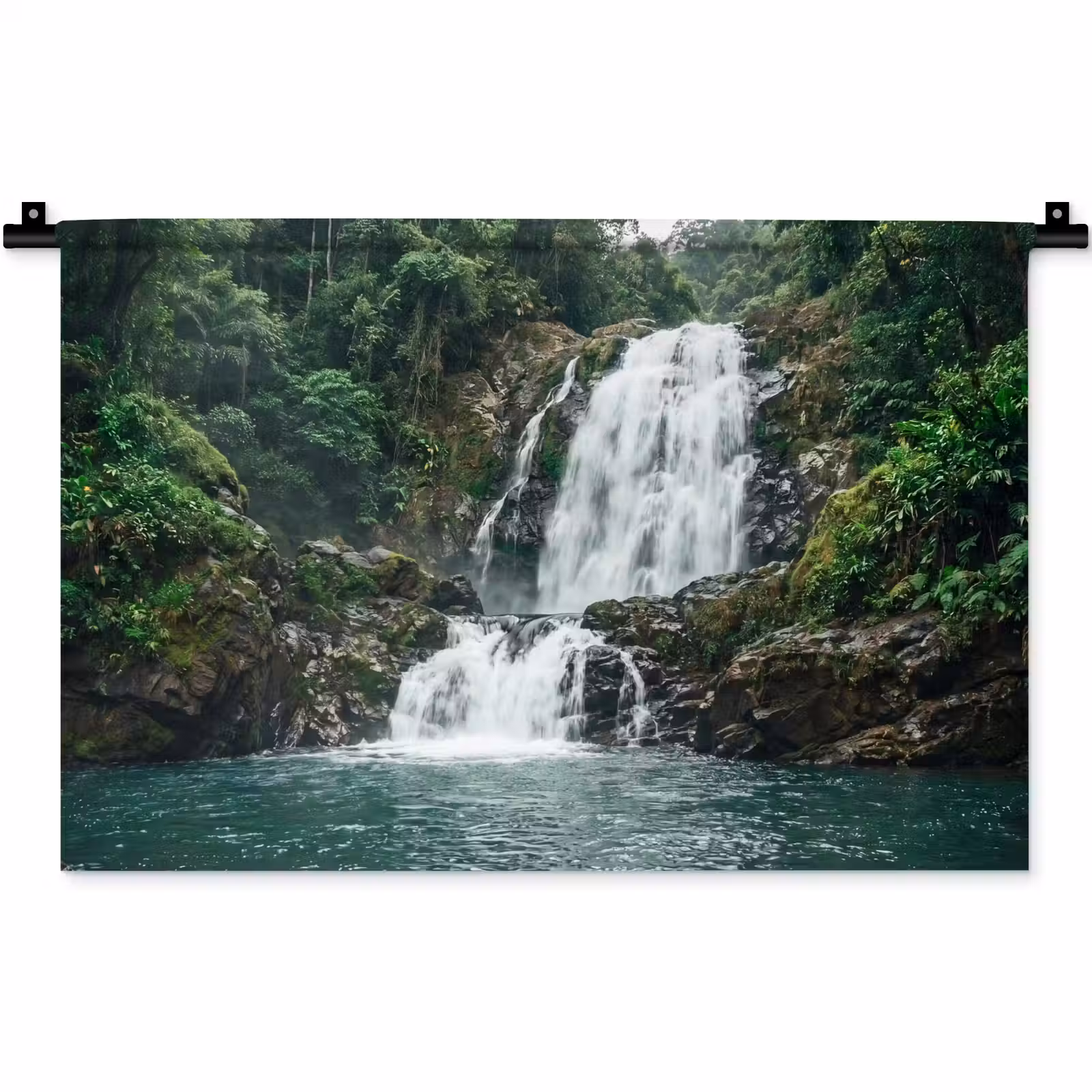 Wandkleed - Waterval - Bos - Natuur - Groen — 1