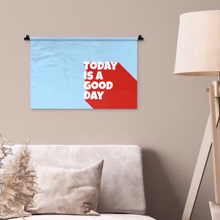 Wandkleed - Today is a good day - Rood - lichtblauw — 2