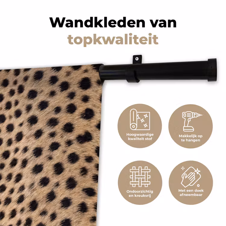 Wandkleed - Vacht - Jachtluipaard - Zwart - Wit — 3