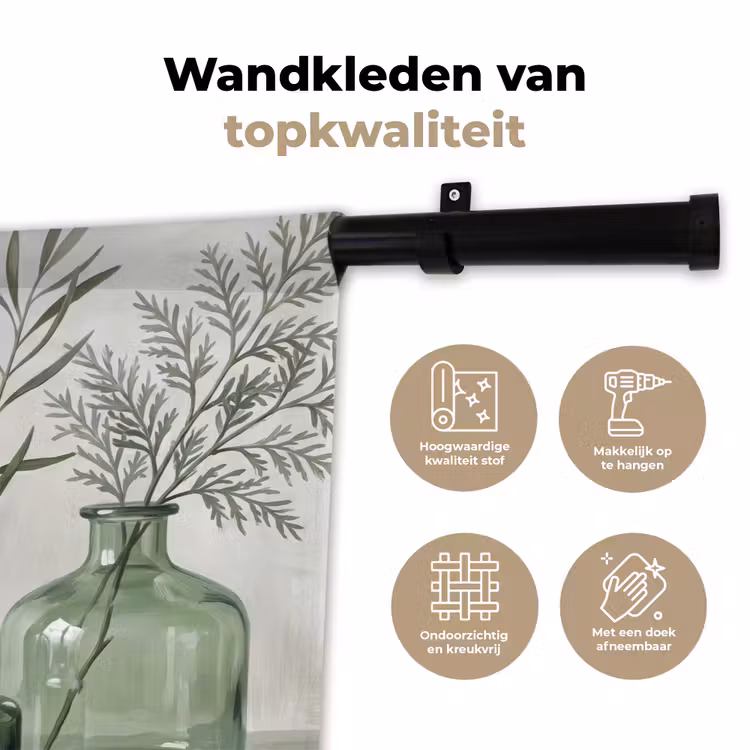 Wandkleed - Vazen - Bladeren - Groen — 3