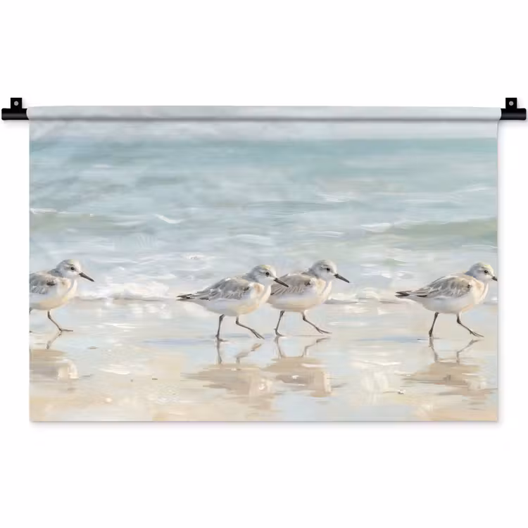 Wandkleed - Vogels - Strand - Zee — 1