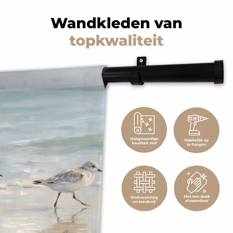 Wandkleed - Vogels - Strand - Zee — 3