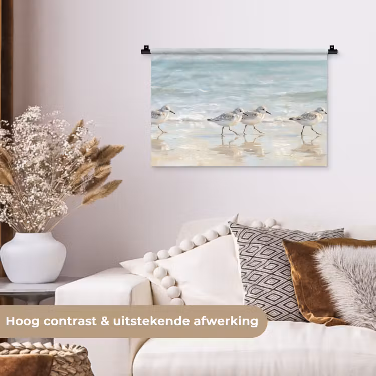 Wandkleed - Vogels - Strand - Zee — 4