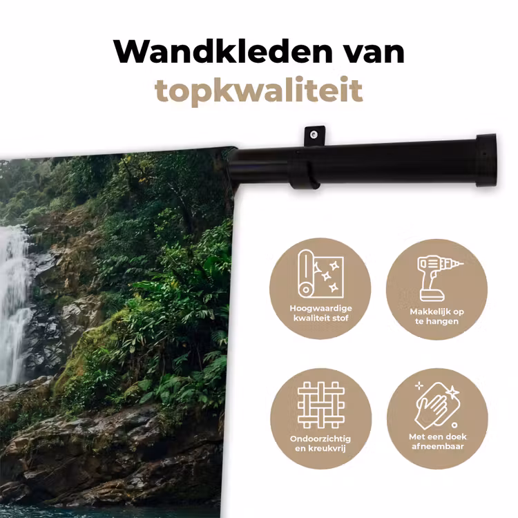 Wandkleed - Waterval - Bos - Natuur - Groen — 3