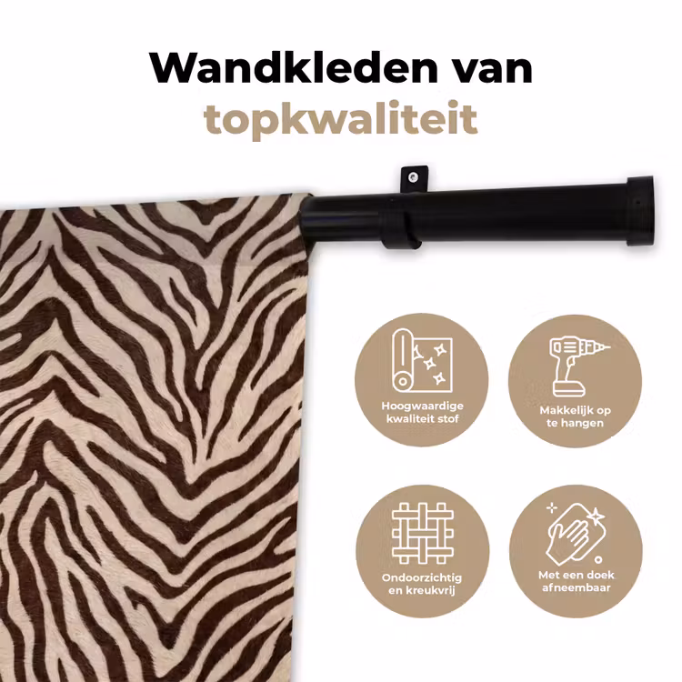 Wandkleed - Zebra - Strepen - Bruin — 3