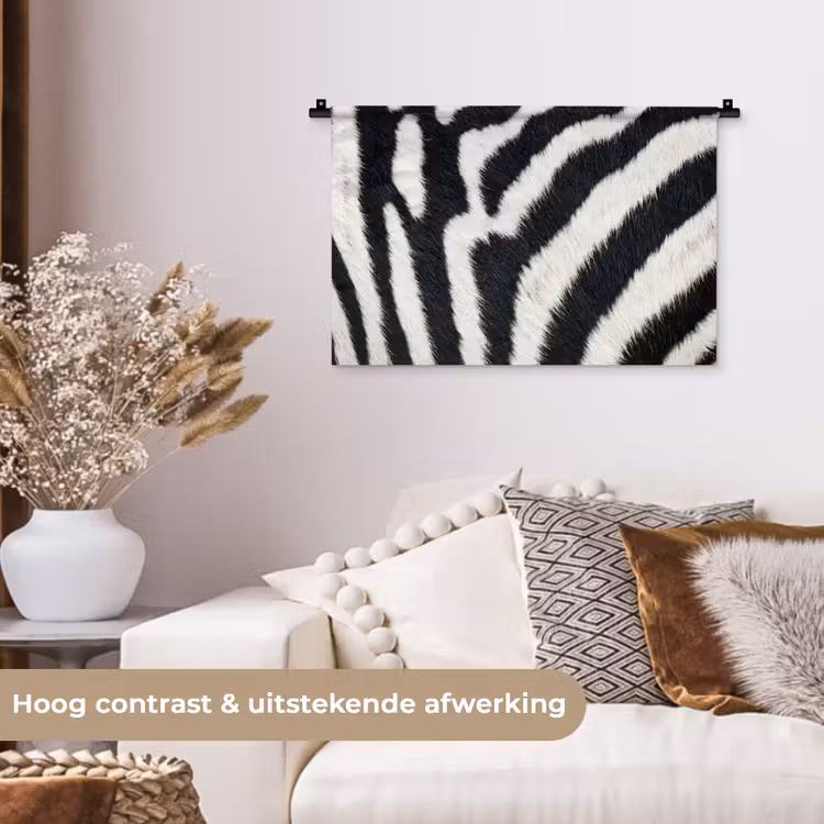 Wandkleed - Zebra - Vacht - Klassiek - Zwart - Wit — 4