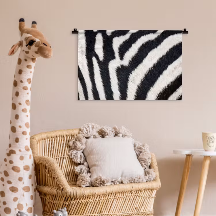 Wandkleed - Zebra - Vacht - Klassiek - Zwart - Wit — 5