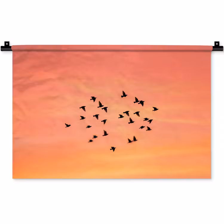 Wandkleed - Zwerm - Vogels - Oranje — 1