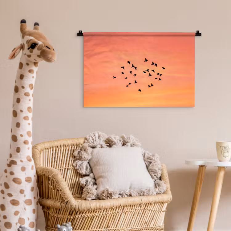 Wandkleed - Zwerm - Vogels - Oranje — 5