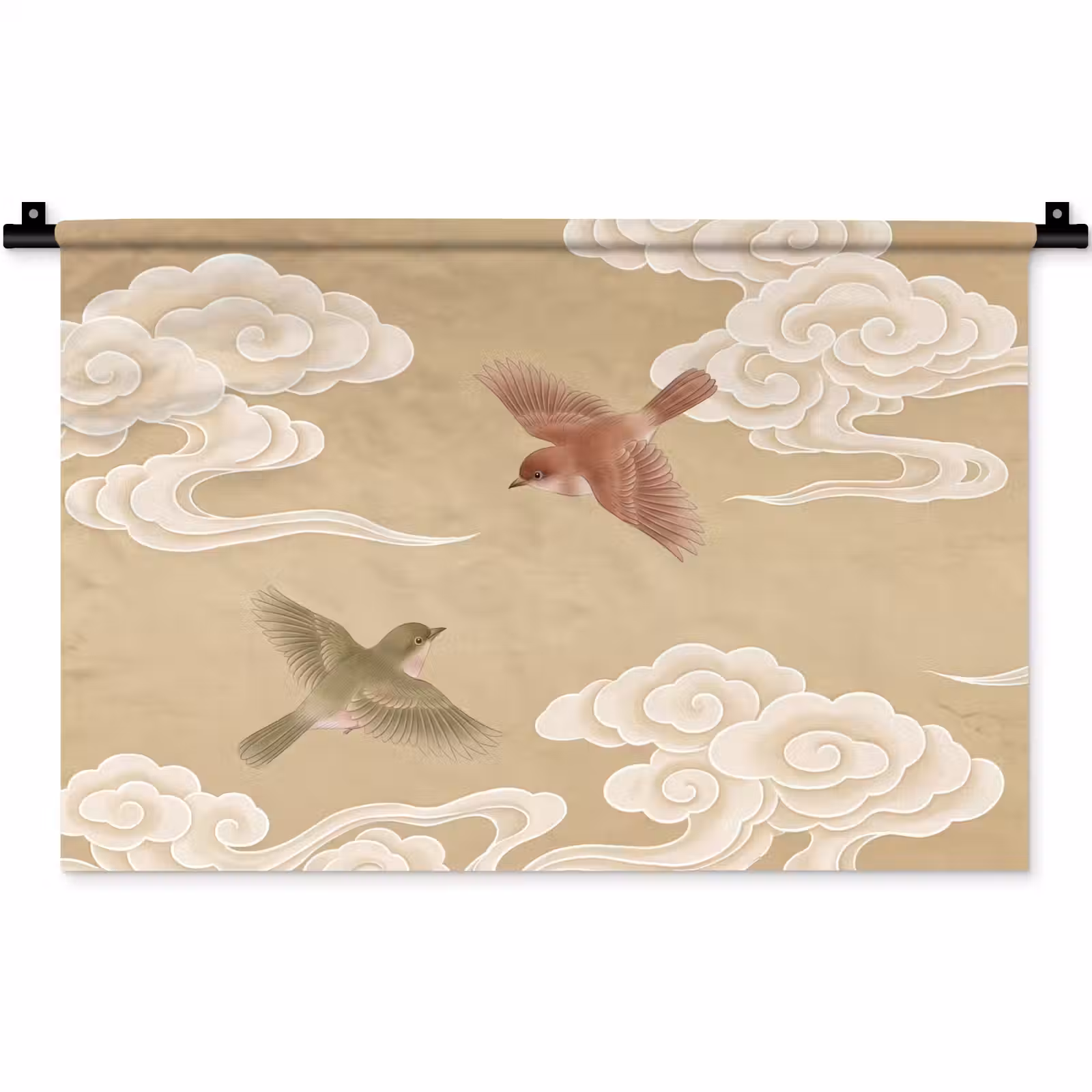 Wandkleed - Vogels - Vliegen - Beige — 1