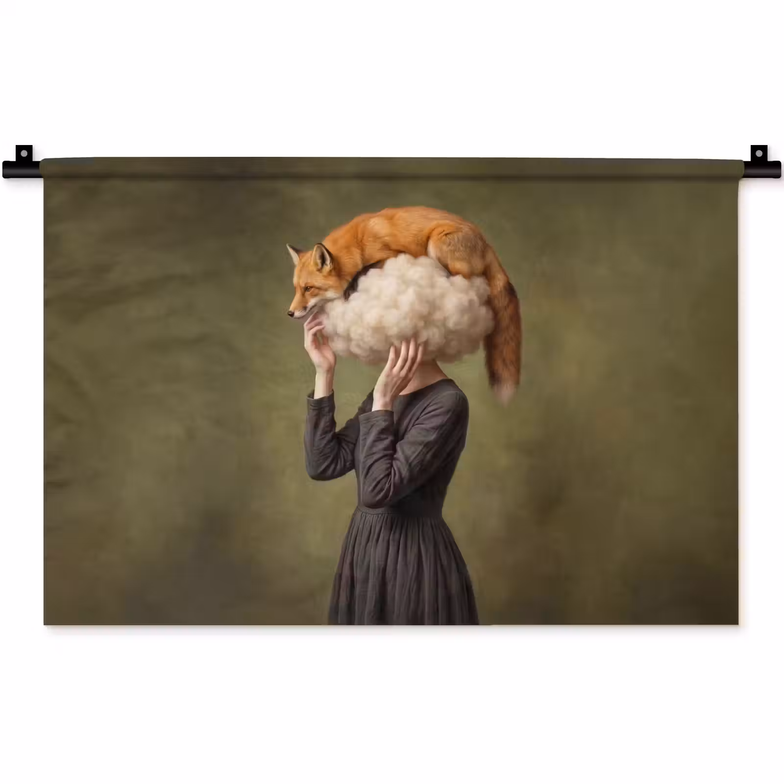 Wandkleed - Vos - Surrealistisch - Groen — 1