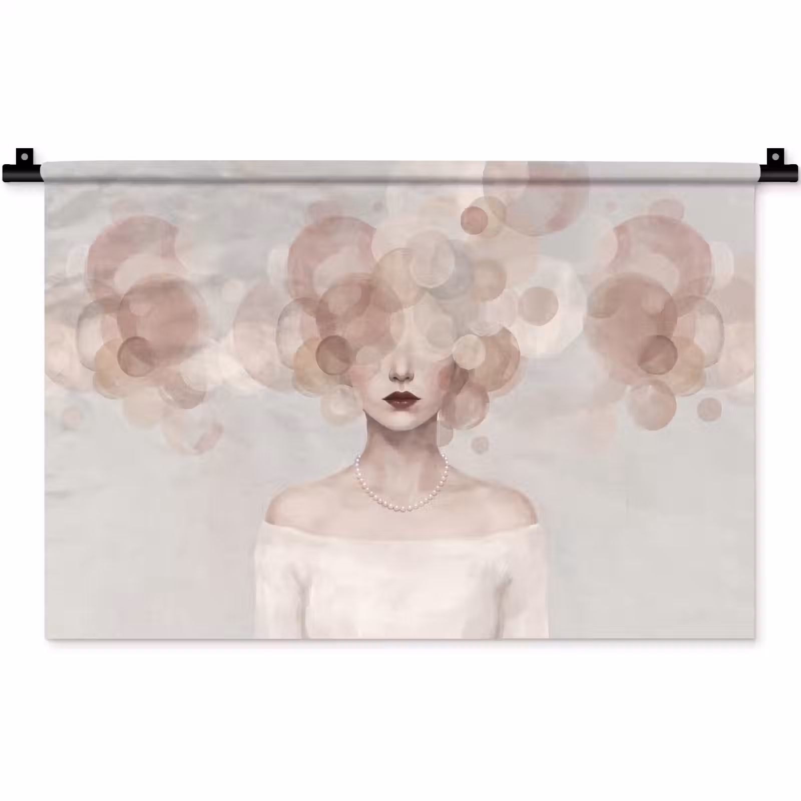 Wandkleed - Vrouw - Cirkels - Beige — 1