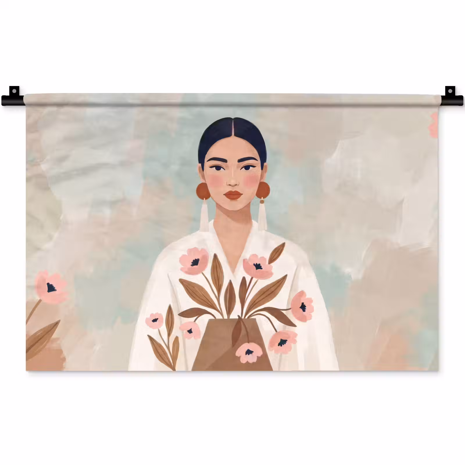Wandkleed - Vrouw - Kimono - Pastel — 1