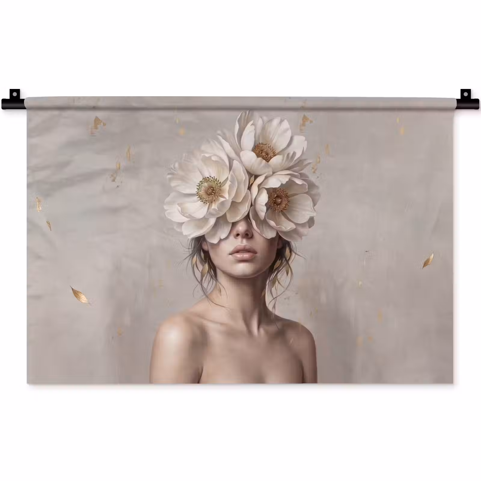Wandkleed - Vrouw - Pioenroos - Wit — 1