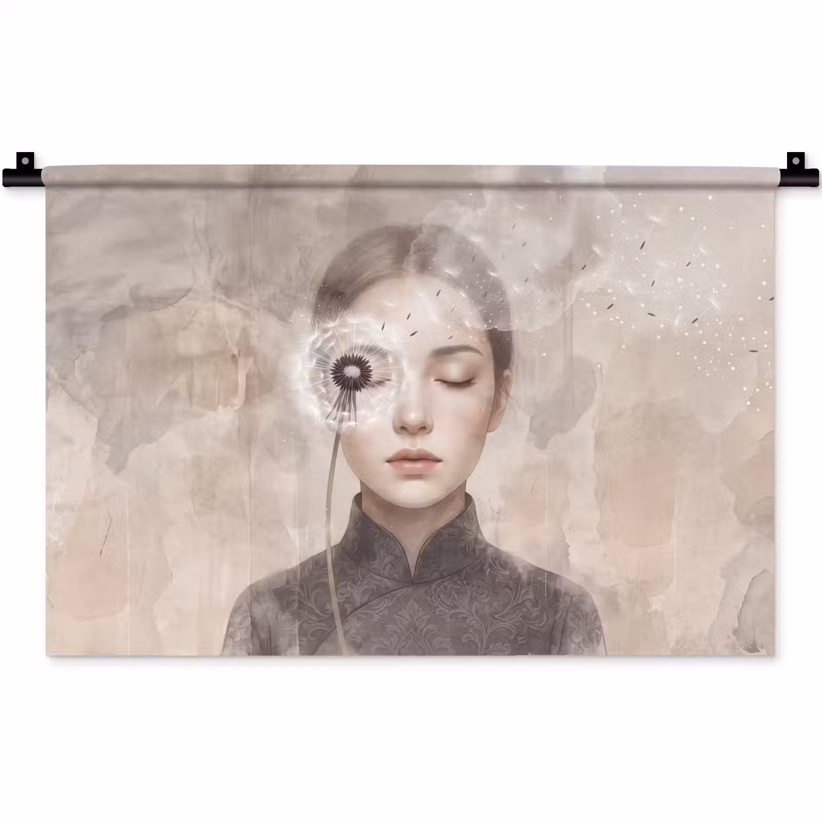 Wandkleed - Vrouw - Sereen - Grijs — 1