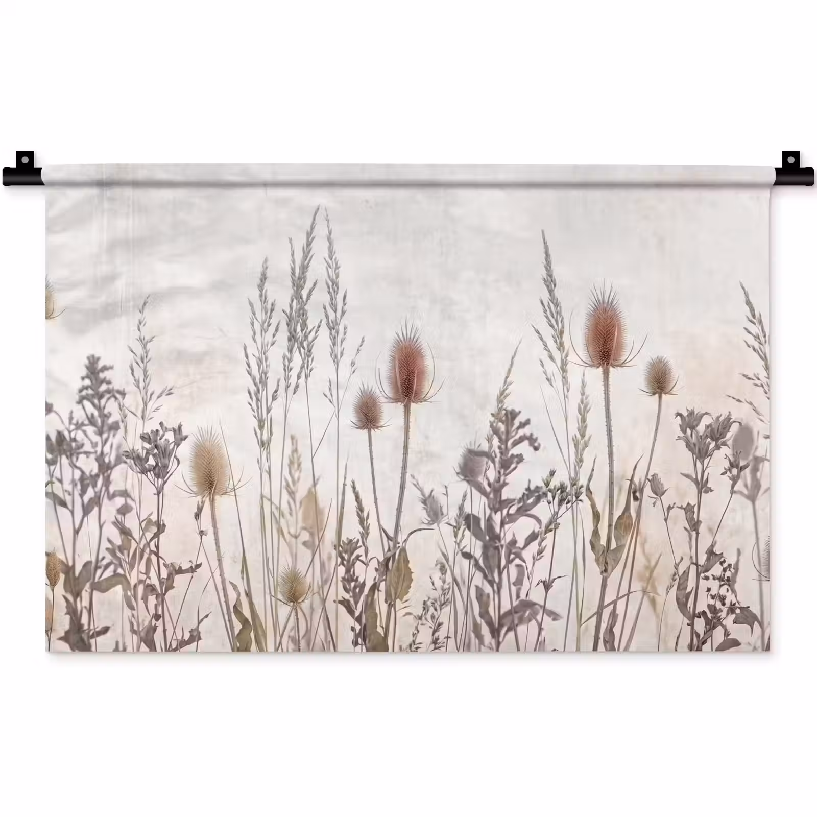 Wandkleed - Weidebloemen - Design - Sepia — 1