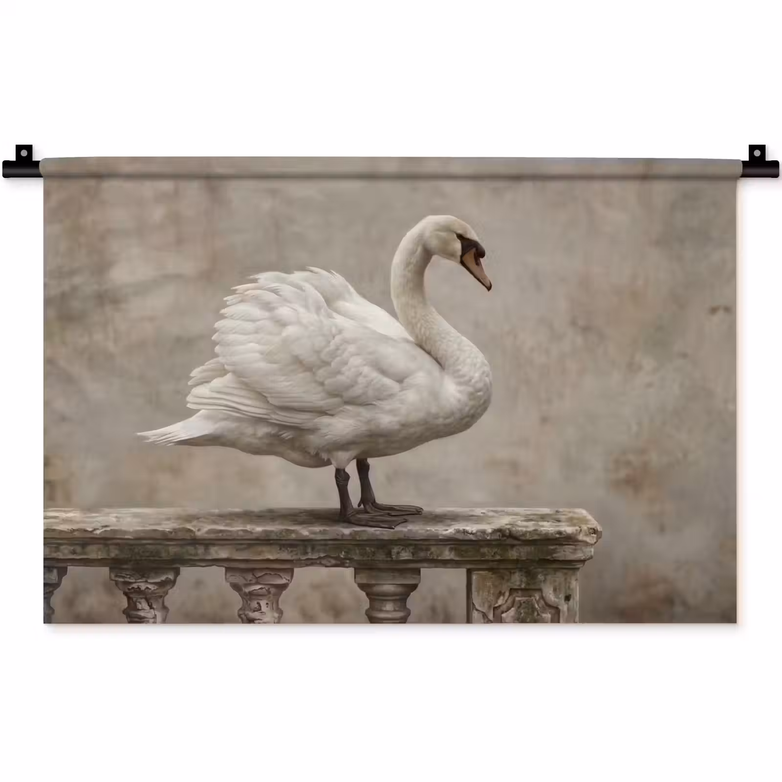 Wandkleed - Zwaan - Elegant - Dieren - Wit — 1