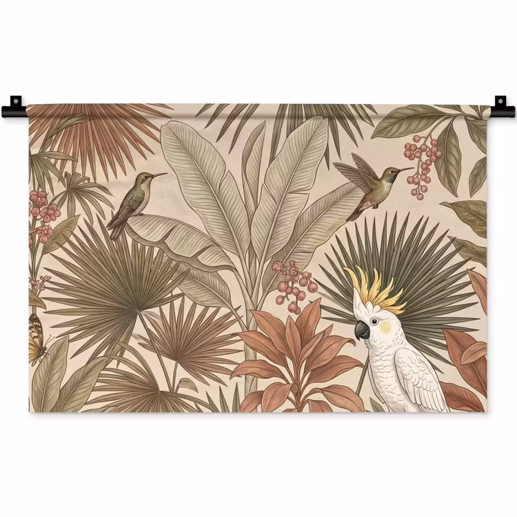 Wandkleed - Tropisch - Vogels - Beige — 1