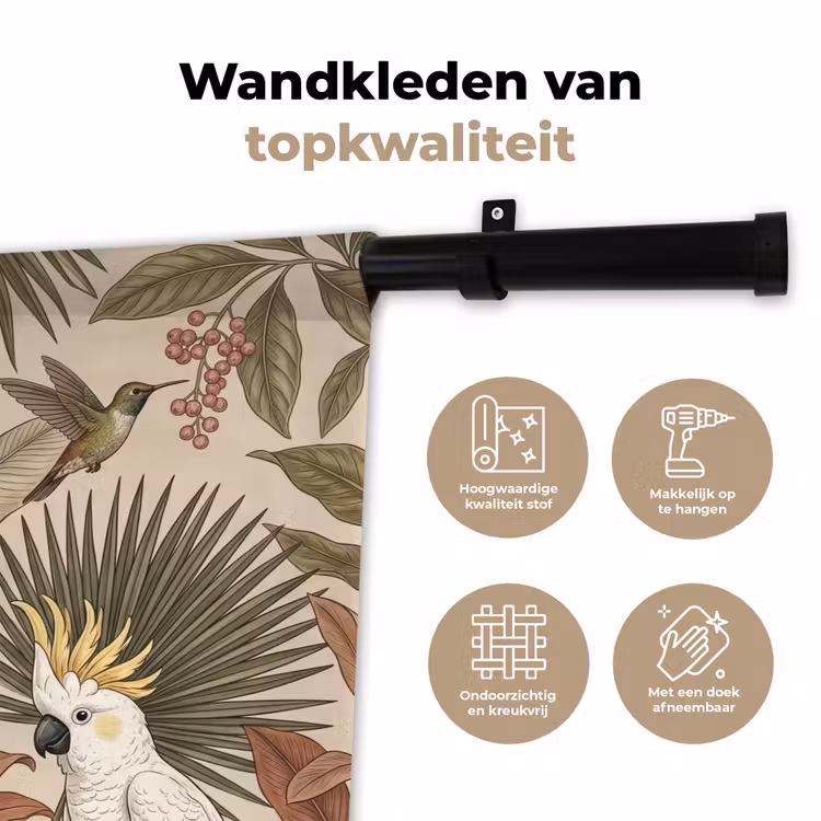 Wandkleed - Tropisch - Vogels - Beige — 3
