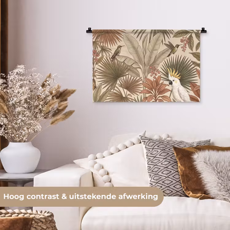 Wandkleed - Tropisch - Vogels - Beige — 4