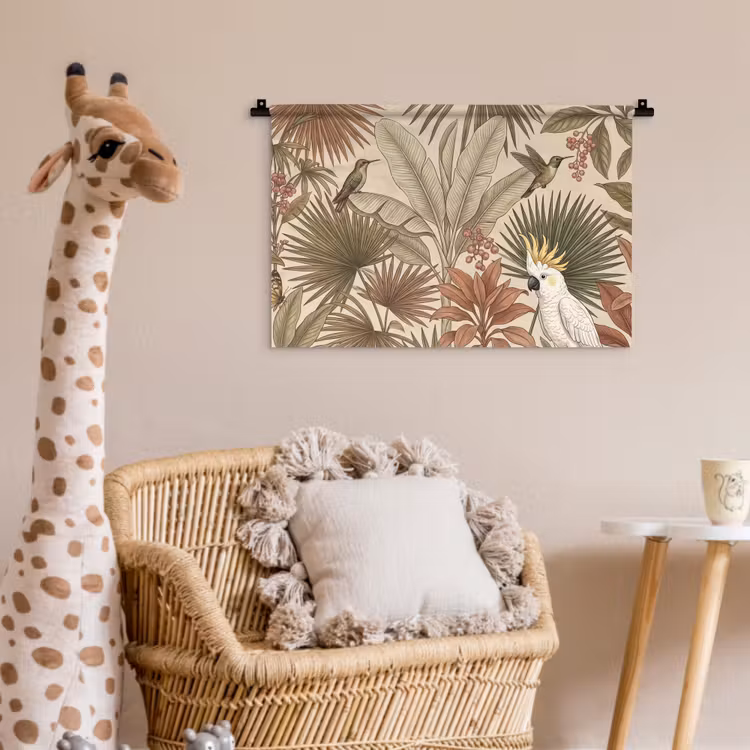 Wandkleed - Tropisch - Vogels - Beige — 5