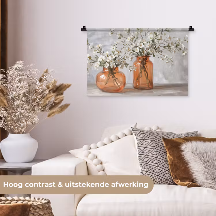 Wandkleed - Vazen - Bloemen - Oranje — 4