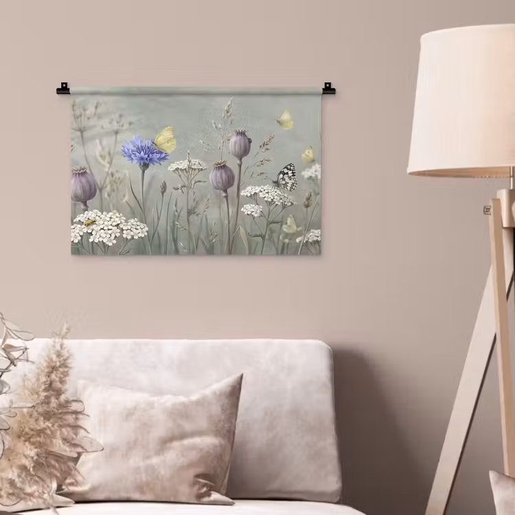 Wandkleed - Vlinders - Wildbloemen - Illustratie - Kleurrijk — 2