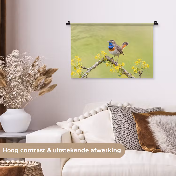 Wandkleed - Vogel - Tak - Natuur - Kleurrijk — 4
