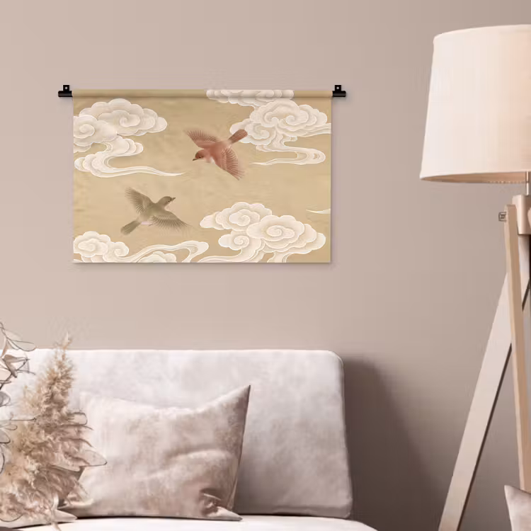 Wandkleed - Vogels - Vliegen - Beige — 2